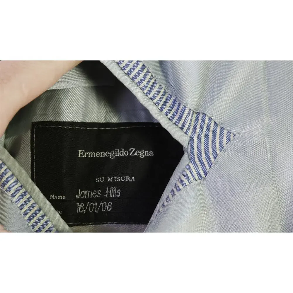 Ermenegildo Zegna Su Misura Blue White Striped 150s Wool 2-Btn Blazer Jacket 46R